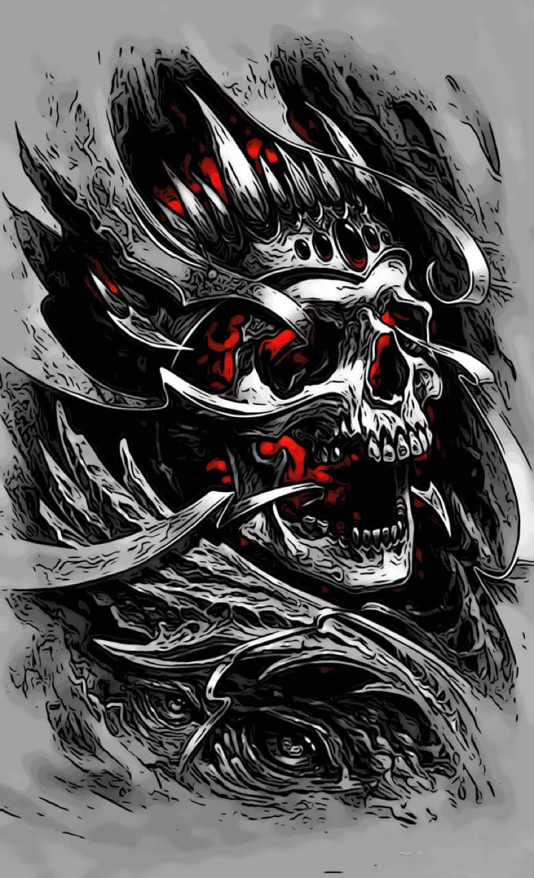 Red And White Gangster Skull Background