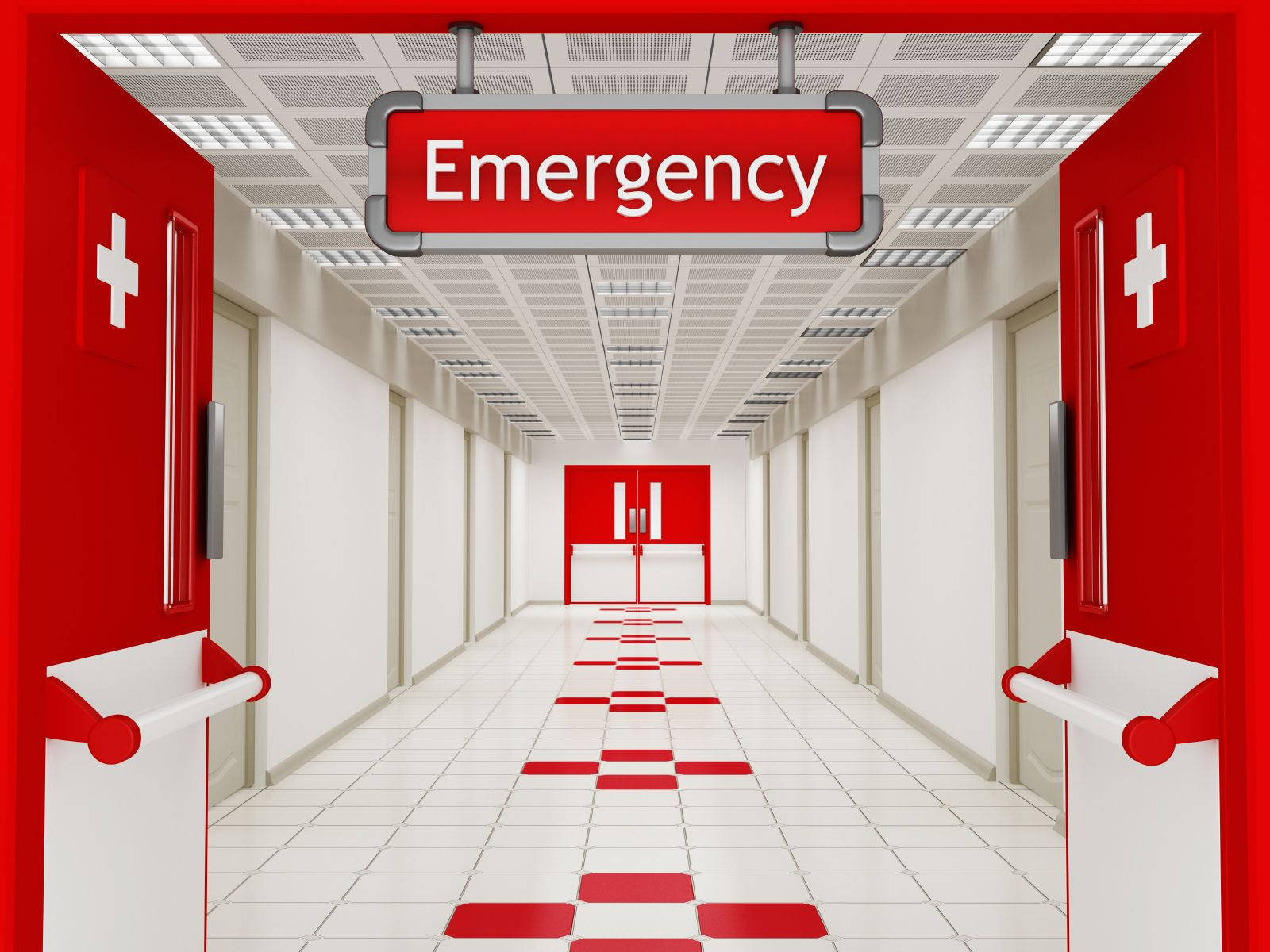 Red And White Hospital Emergency Ward Background