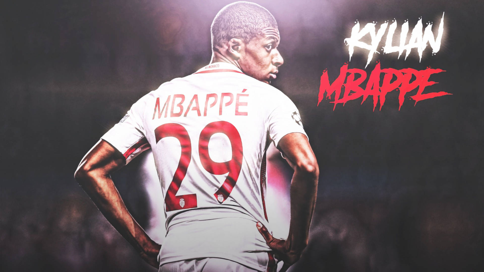 Red And White Jersey Kylian Mbappe 4k Background