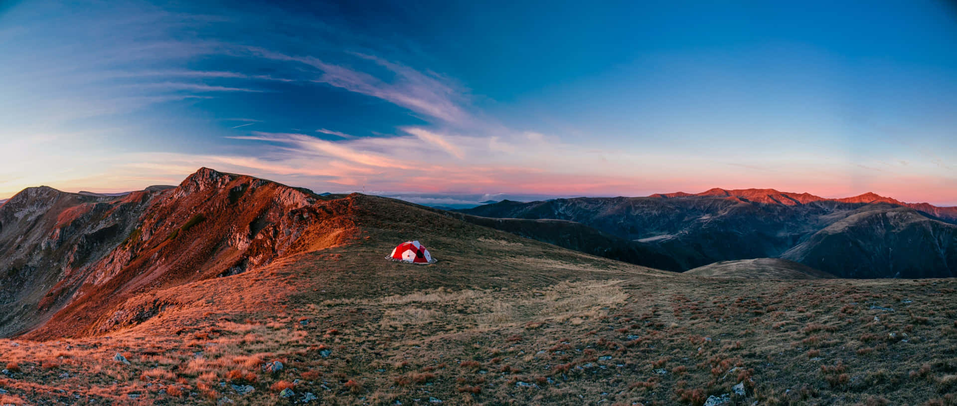 Red And White Tent Camping Desktop Background