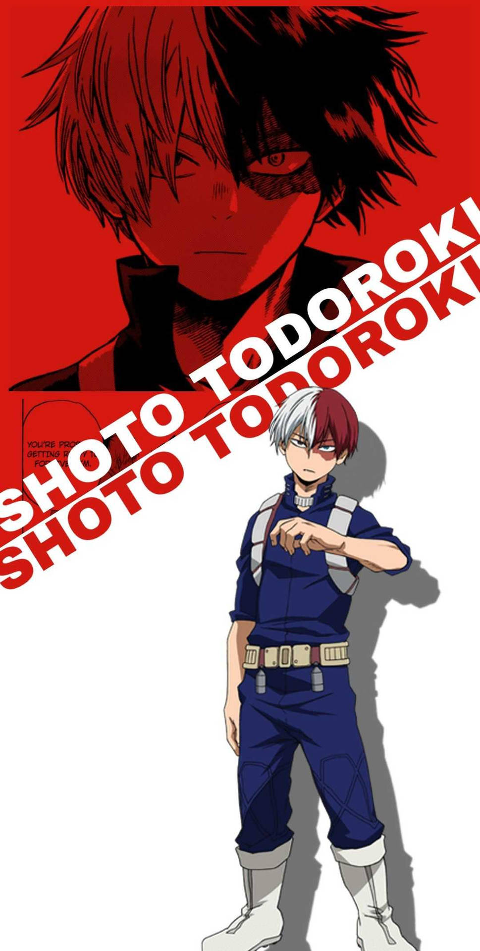 Red And Whited Todoroki Aesthetic Background