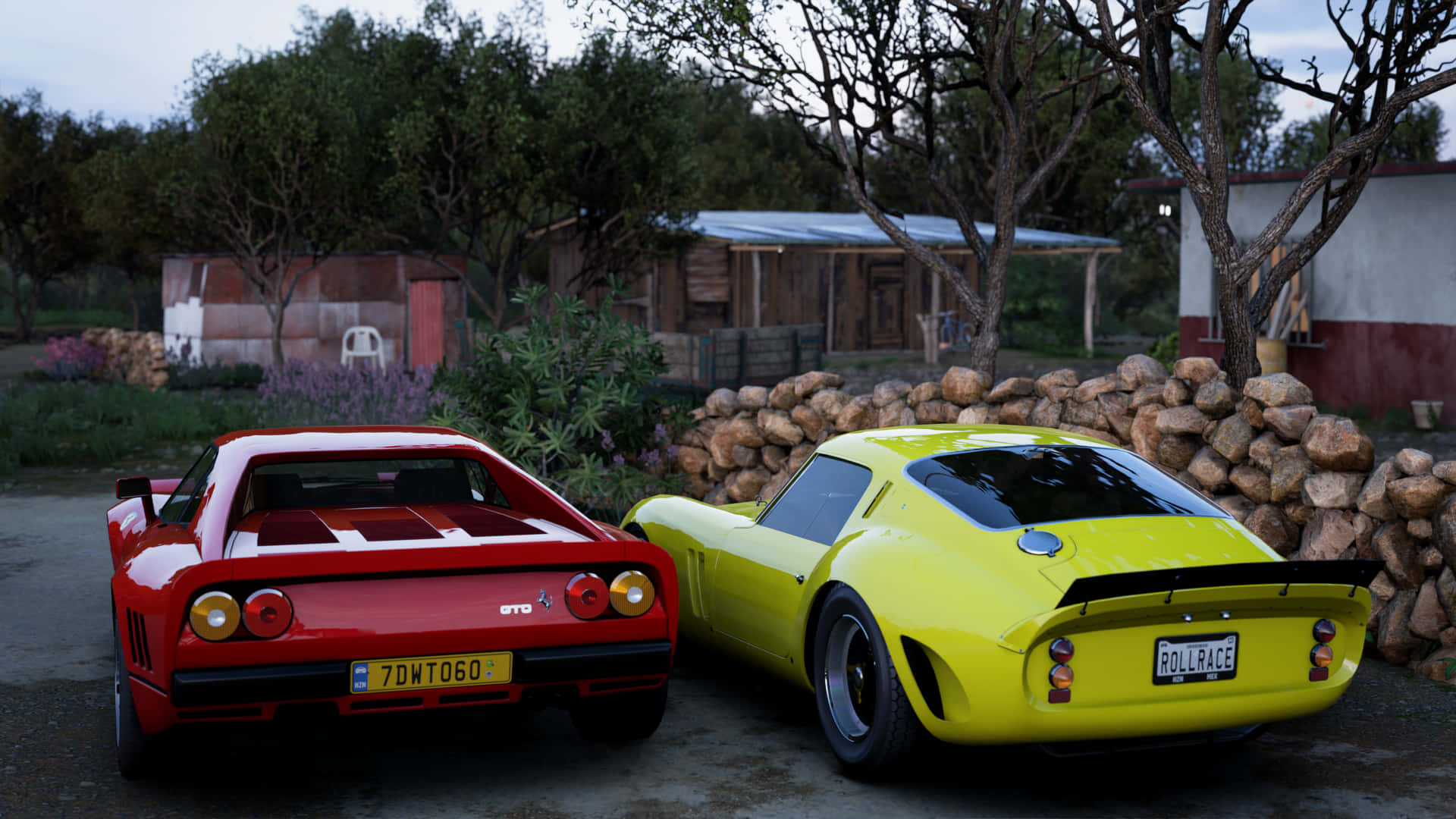 Red And Yellow Vintage Ferrari