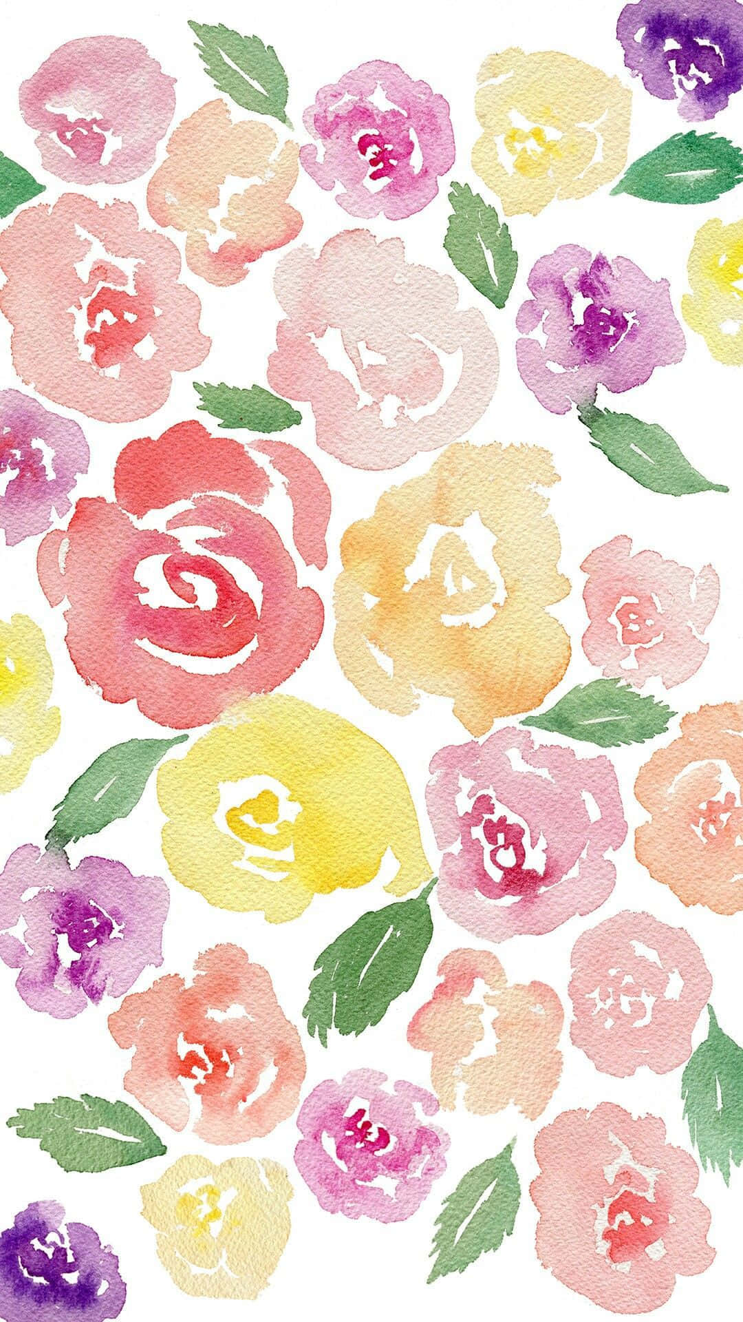 Red And Yellow Watercolor Floral Patterns Background