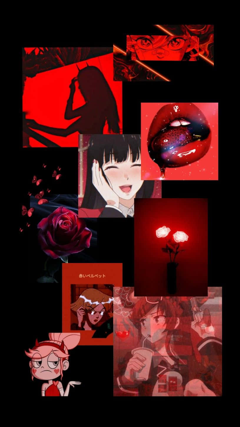 Red Anime Artefacts Aesthetic Background