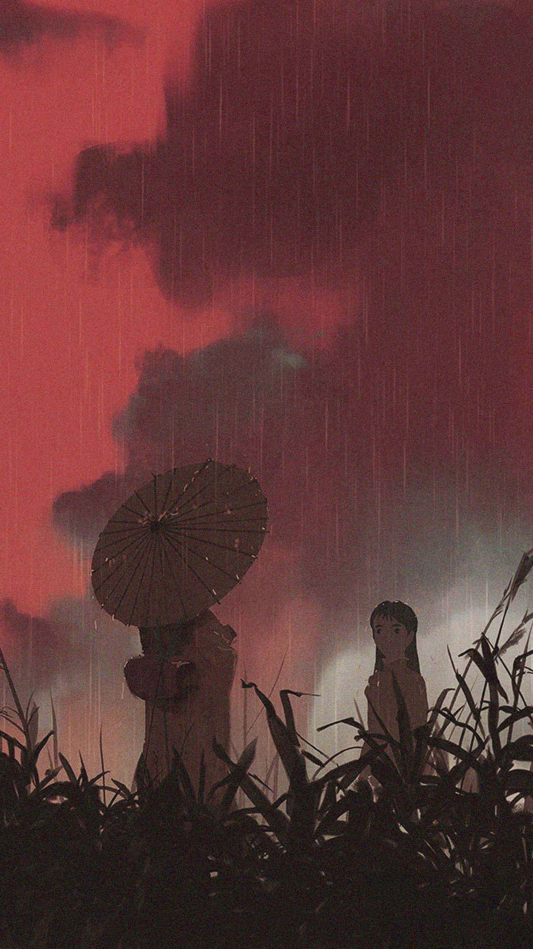 Red Anime Sky Aesthetic Background