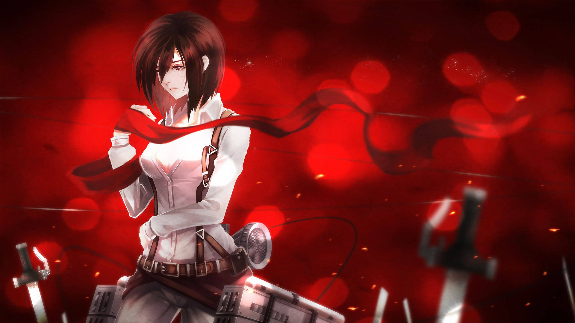Red Attack On Titan Season 4 Mikasa Background