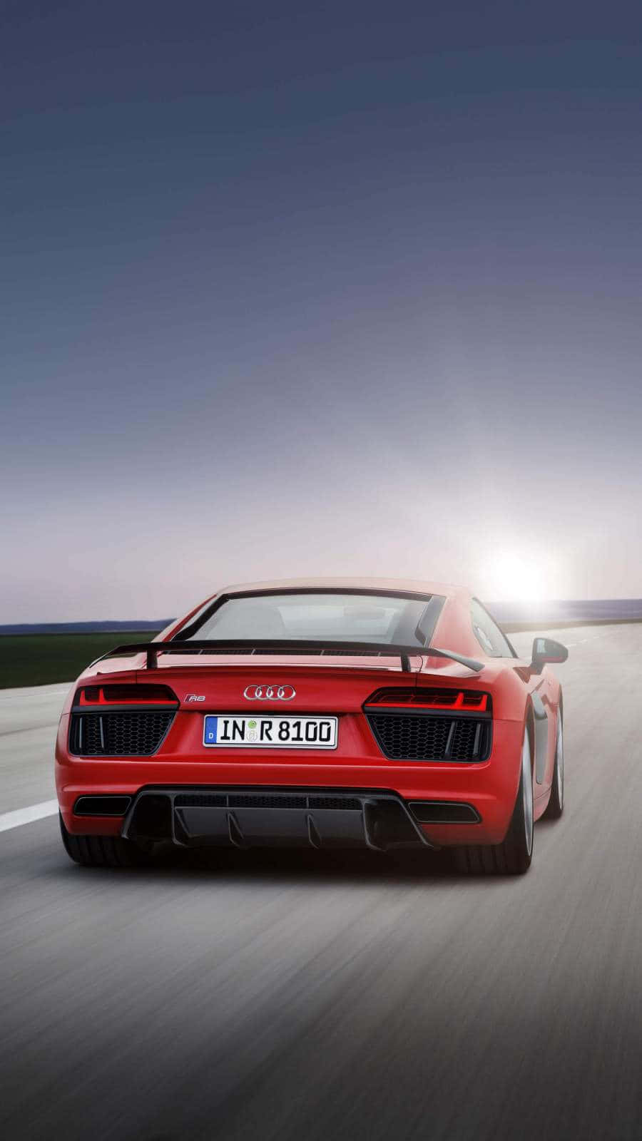 Red Audi Car By Road Iphone Background