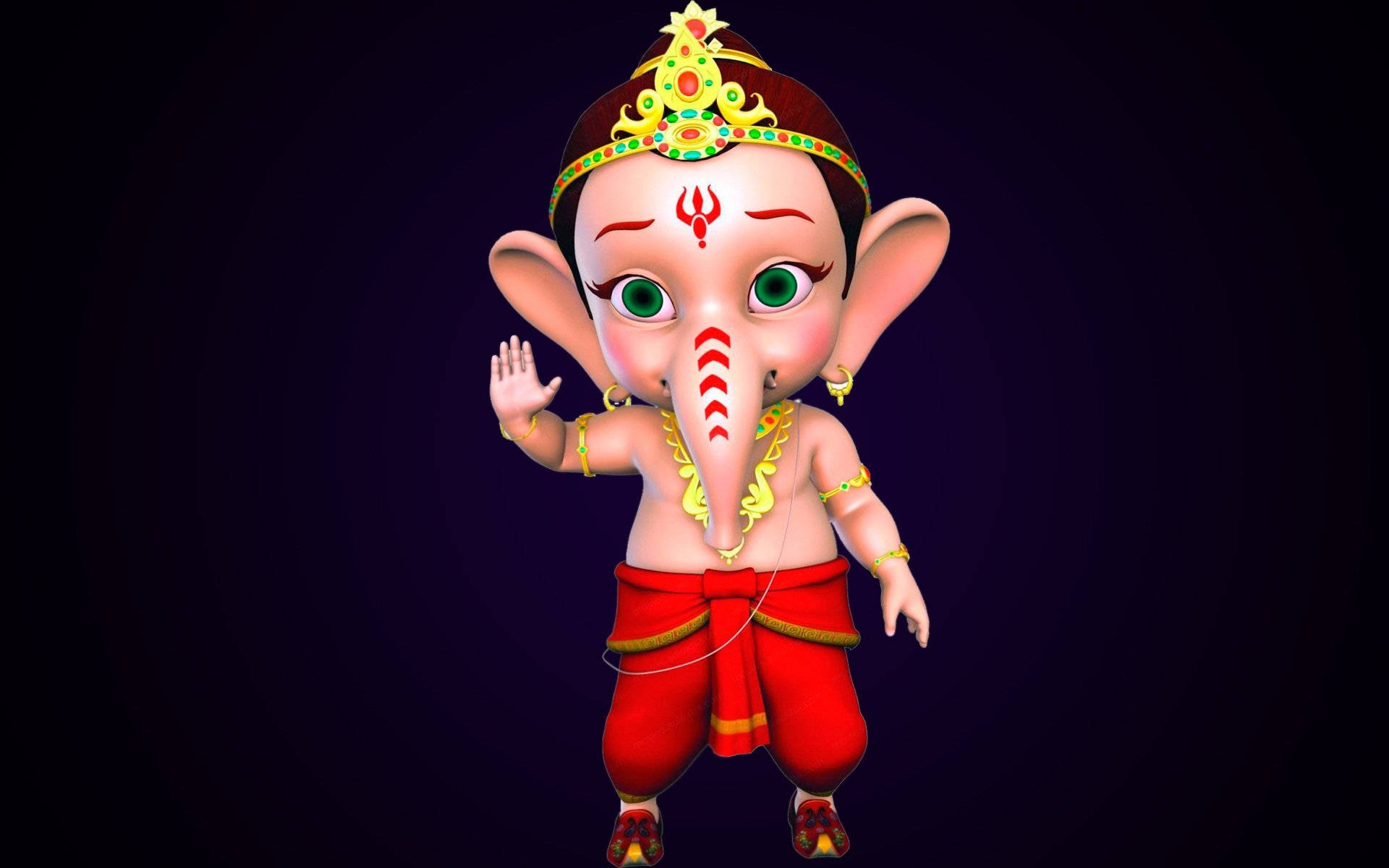 Red Baby Ganesh Background