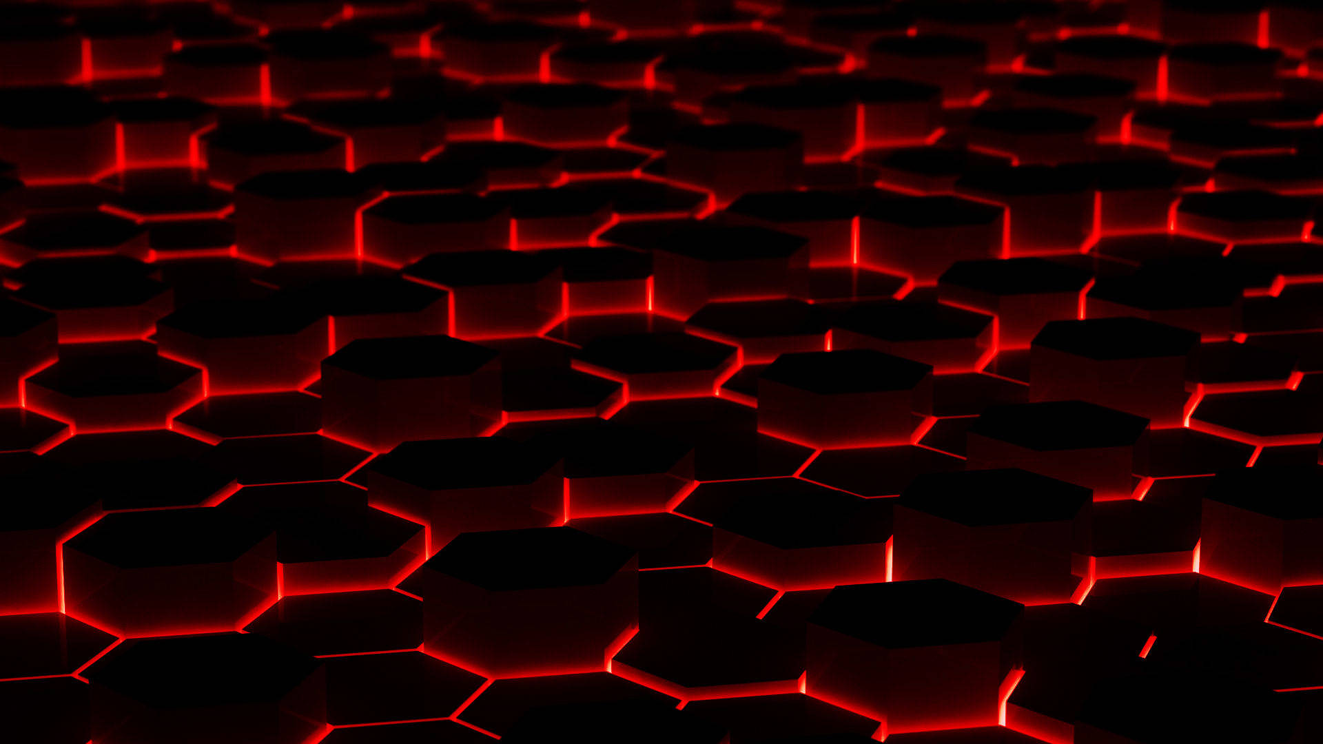 Red Backlight And Hexagons In Black Desktop