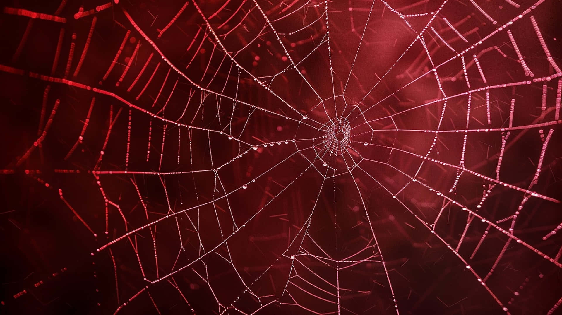 Red Backlit Spider Web Background