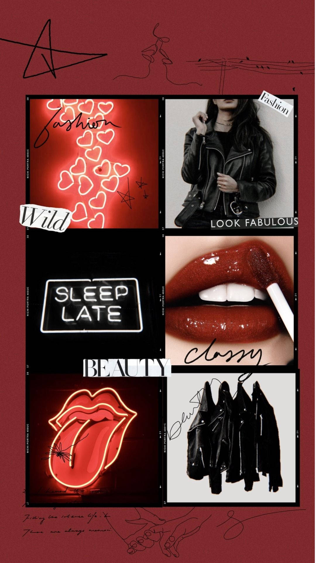 Red Baddie Pfp Aesthetic Collage Background