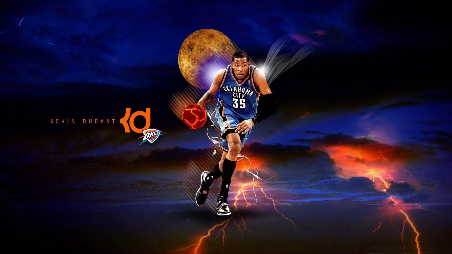 Red Ball And Lightning Kevin Durant Cool Background