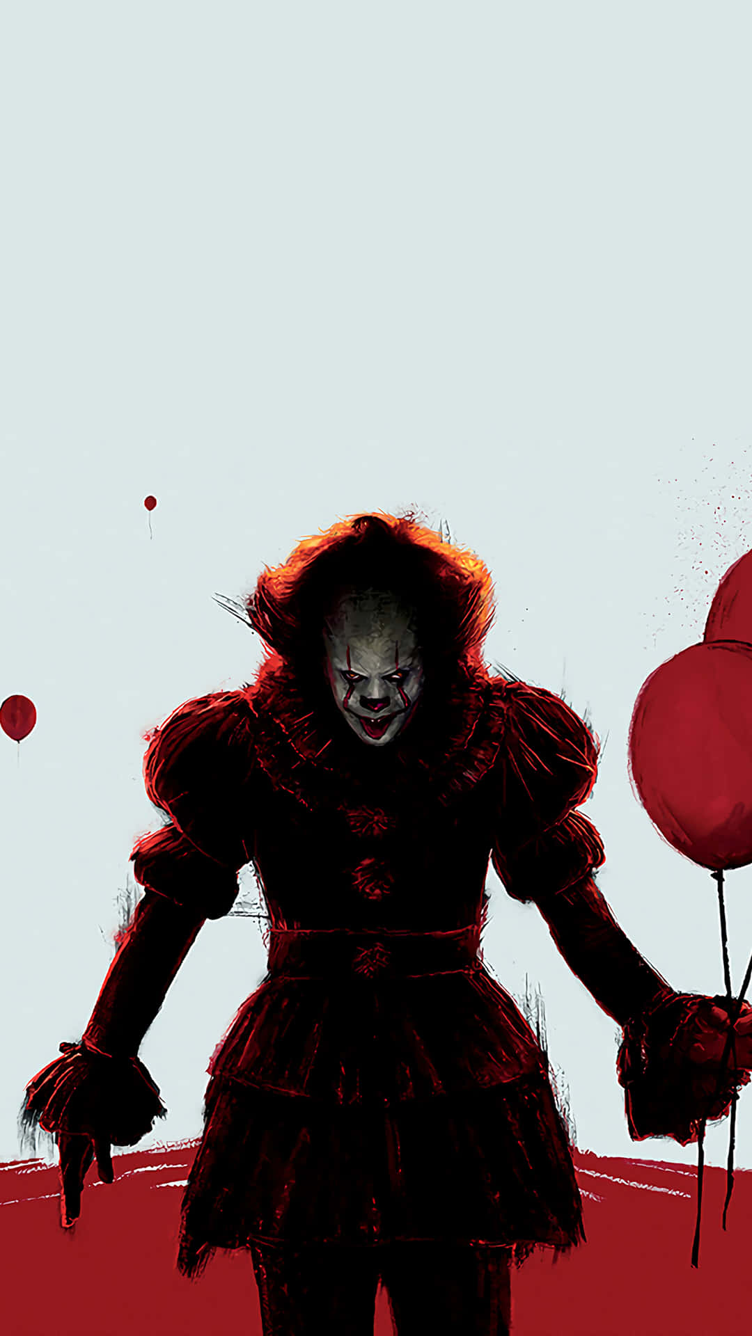 Red Balloon Floating In Stormy Skies Background