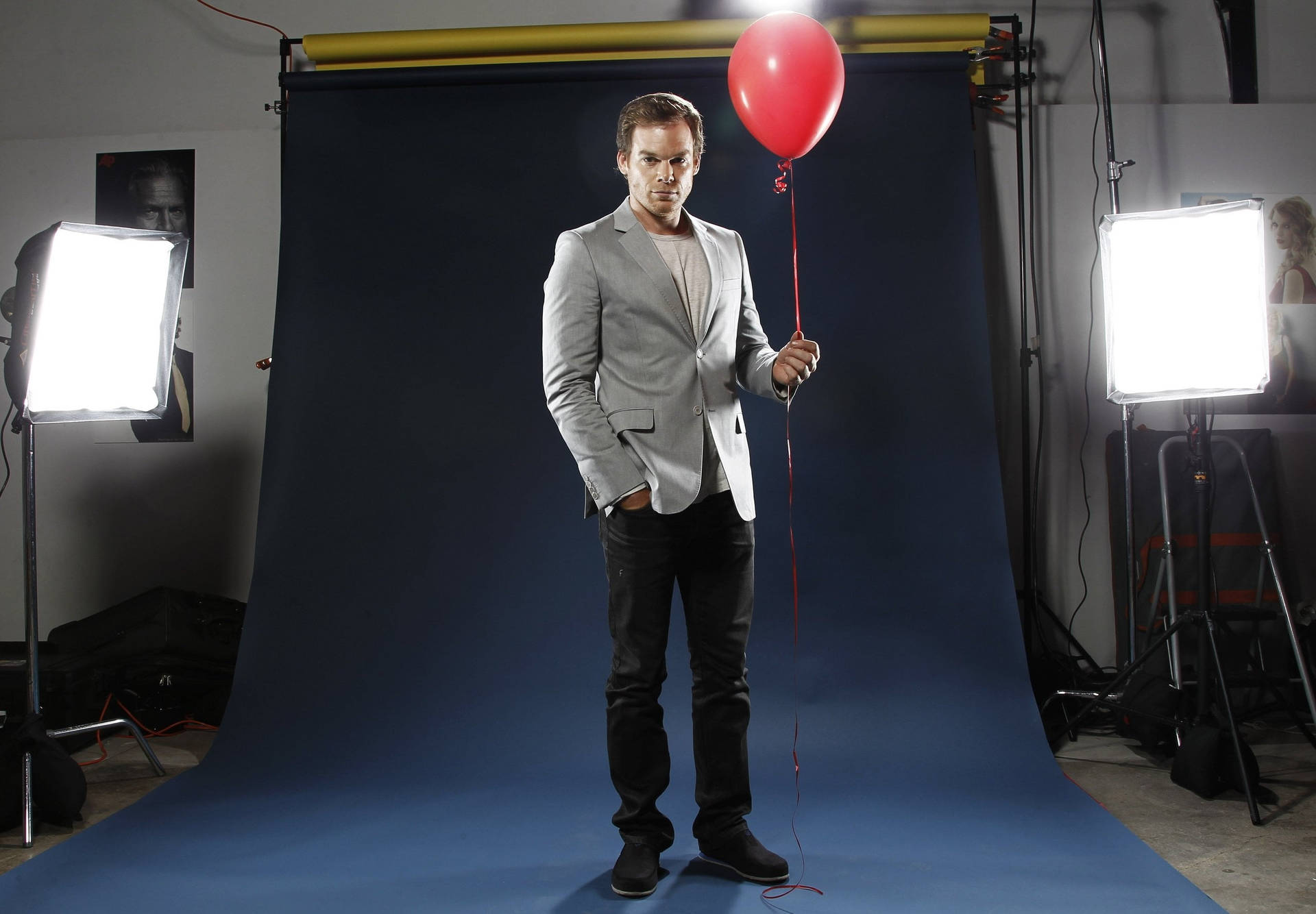 Red Balloon In Photography Studio Background