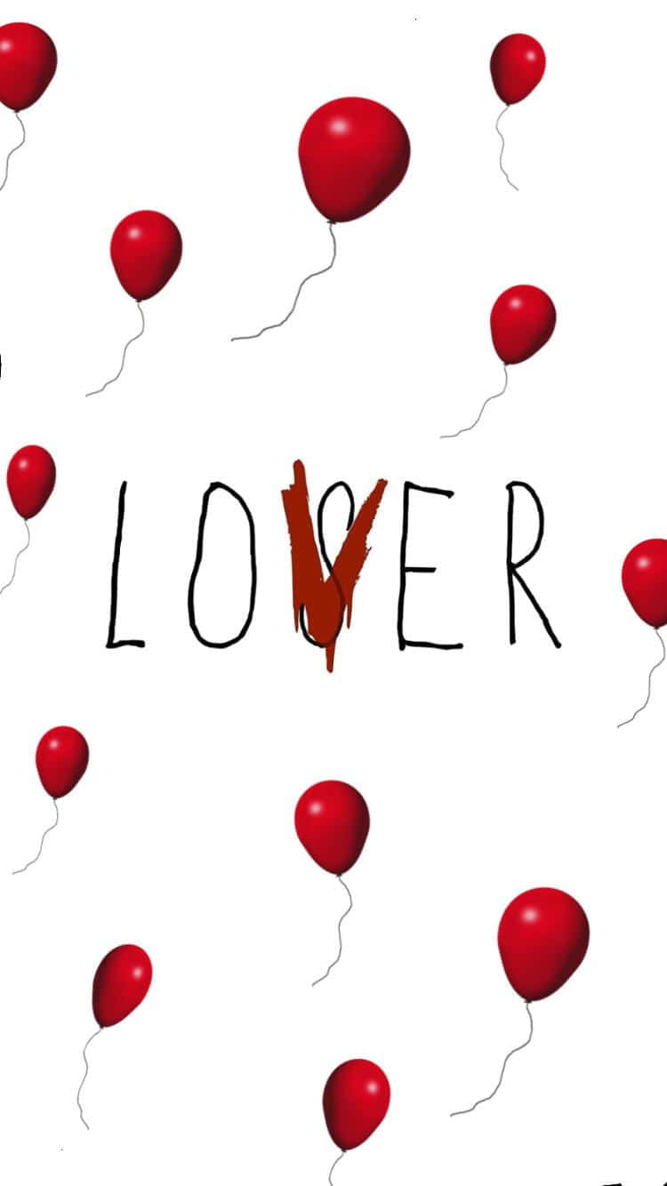 Red Balloons And White Lover Loser Background