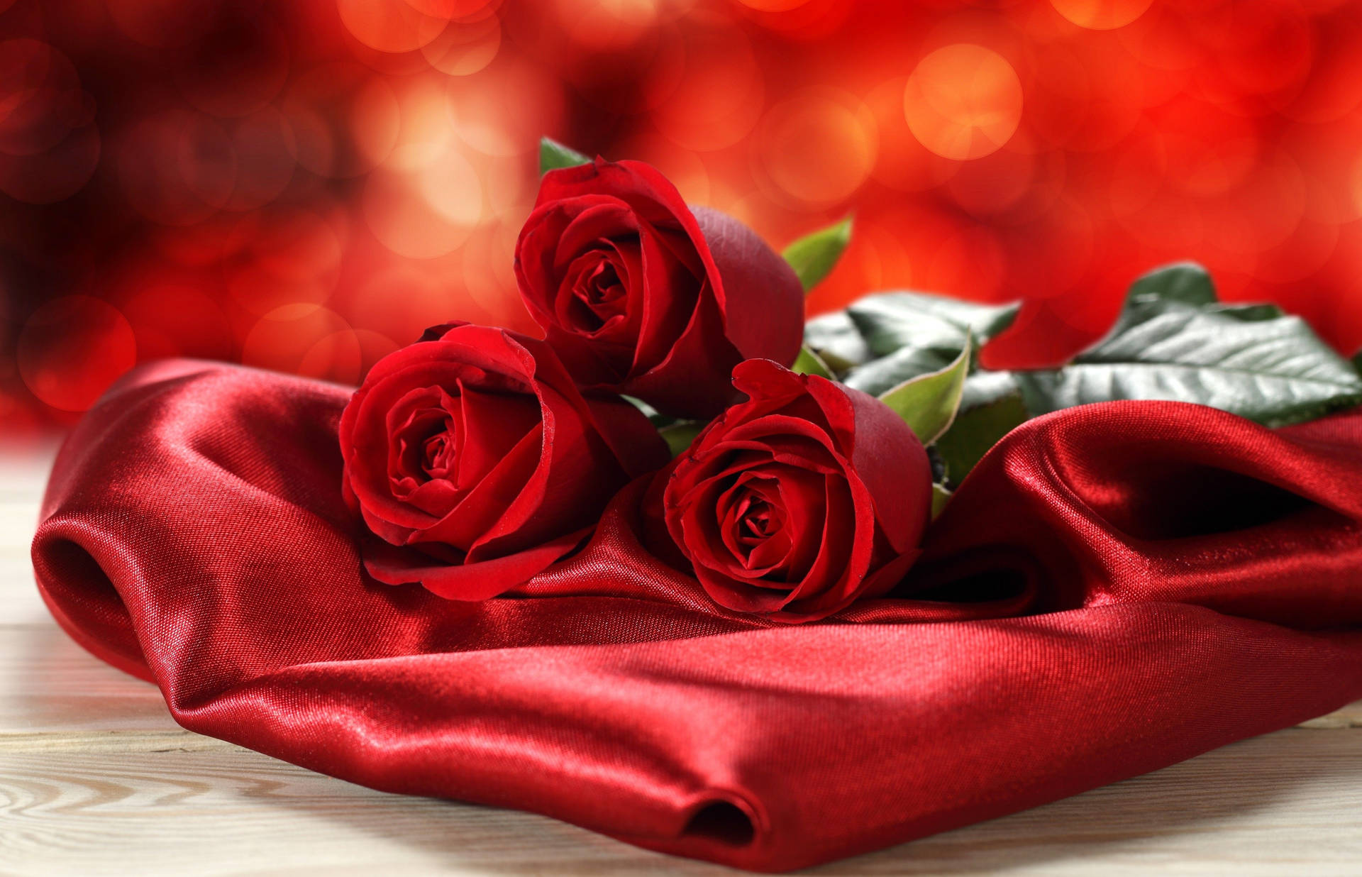 Red Beautiful Rose Hd On Silk Background