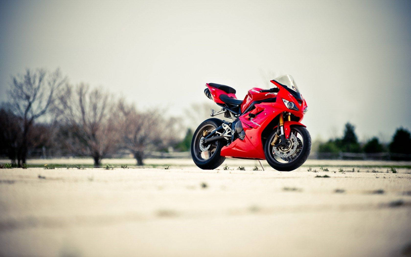 Red Bike Winter Scene Background