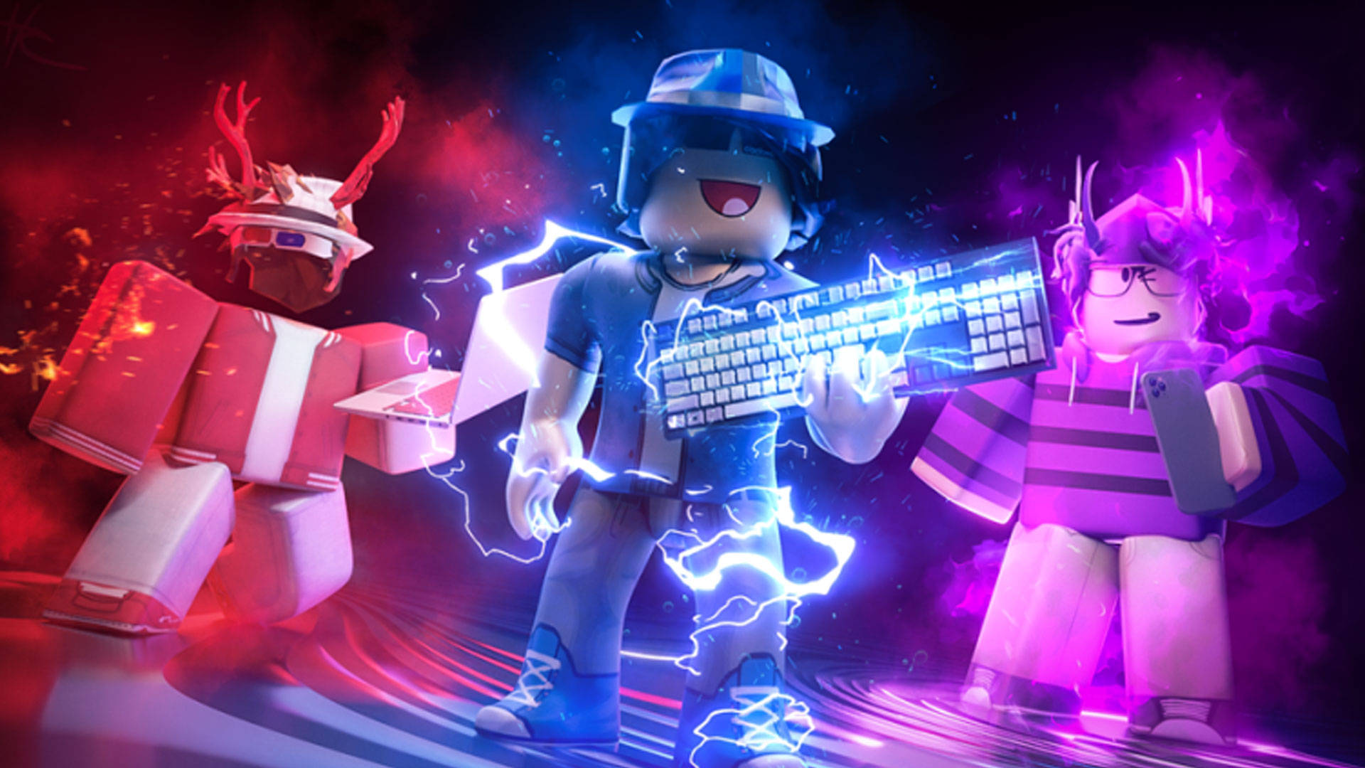 Red, Blue, And Purple Cool Roblox Background