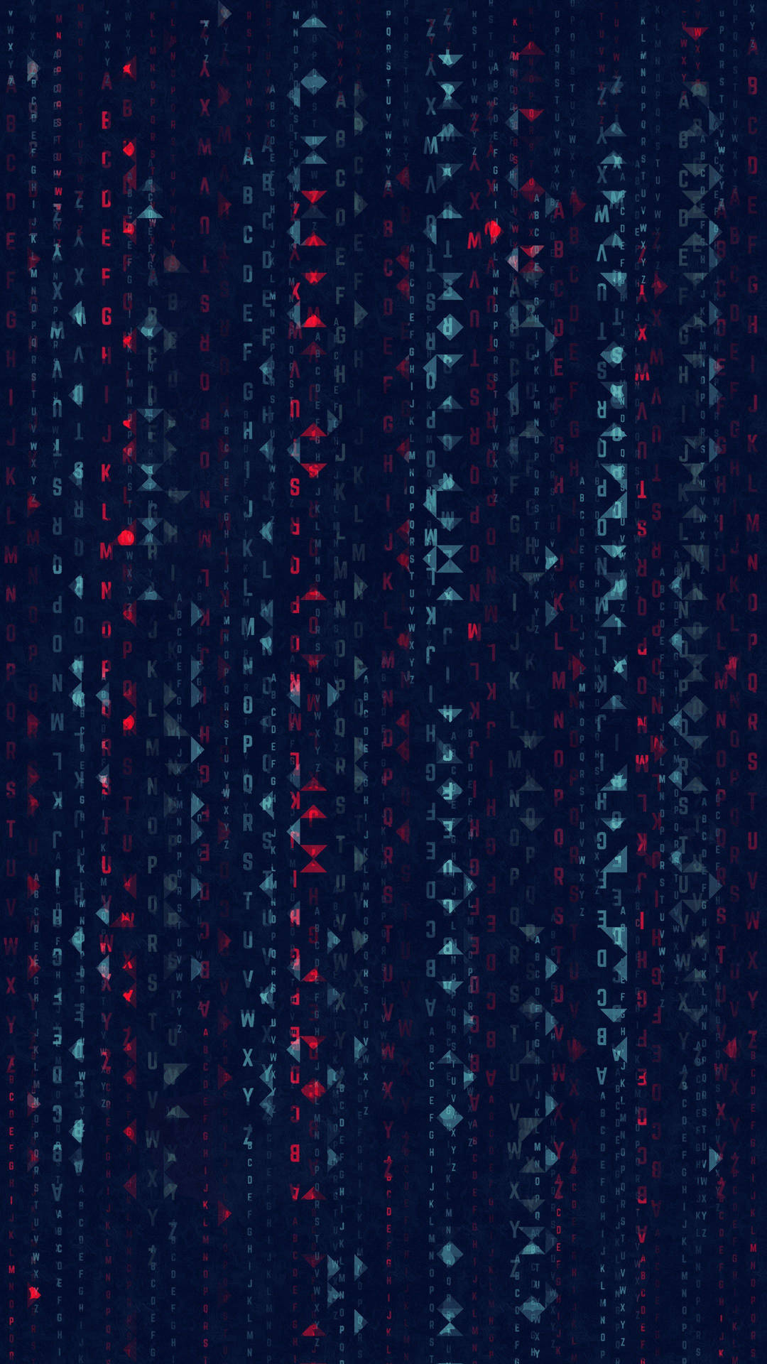 Red Blue Letters And Symbols Matrix Background