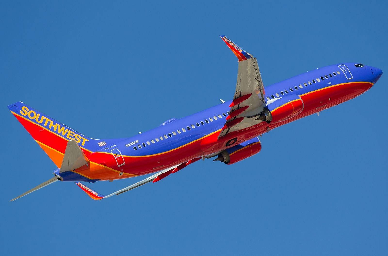 Red Blue Plane Southwest Airlines Background