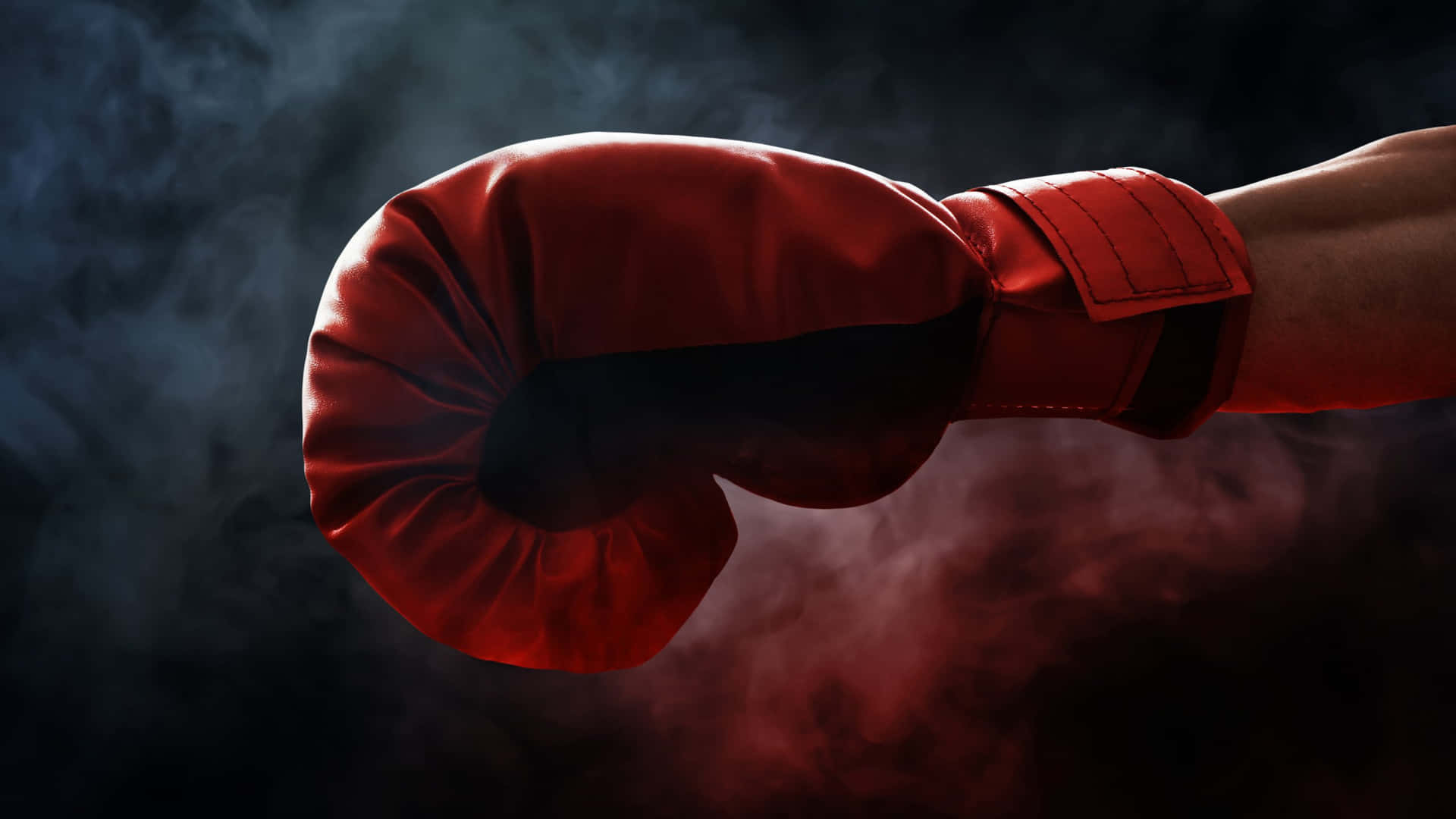 Red Boxing Glove Punch Smoke Background Background
