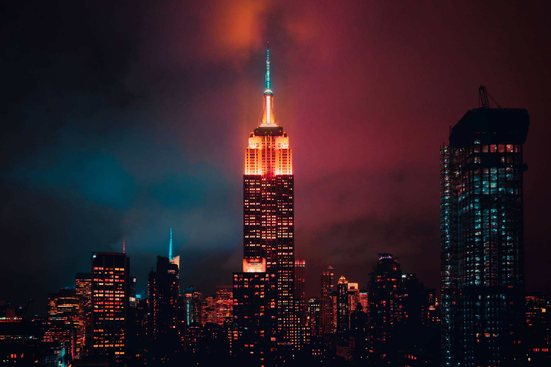 Red Building New York Night Iphone Background