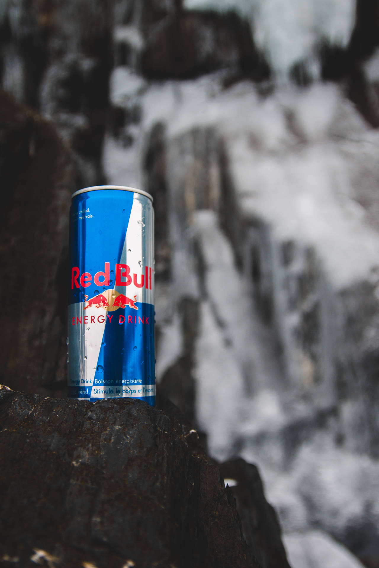 Red Bull Can Waterfalls Macro Background