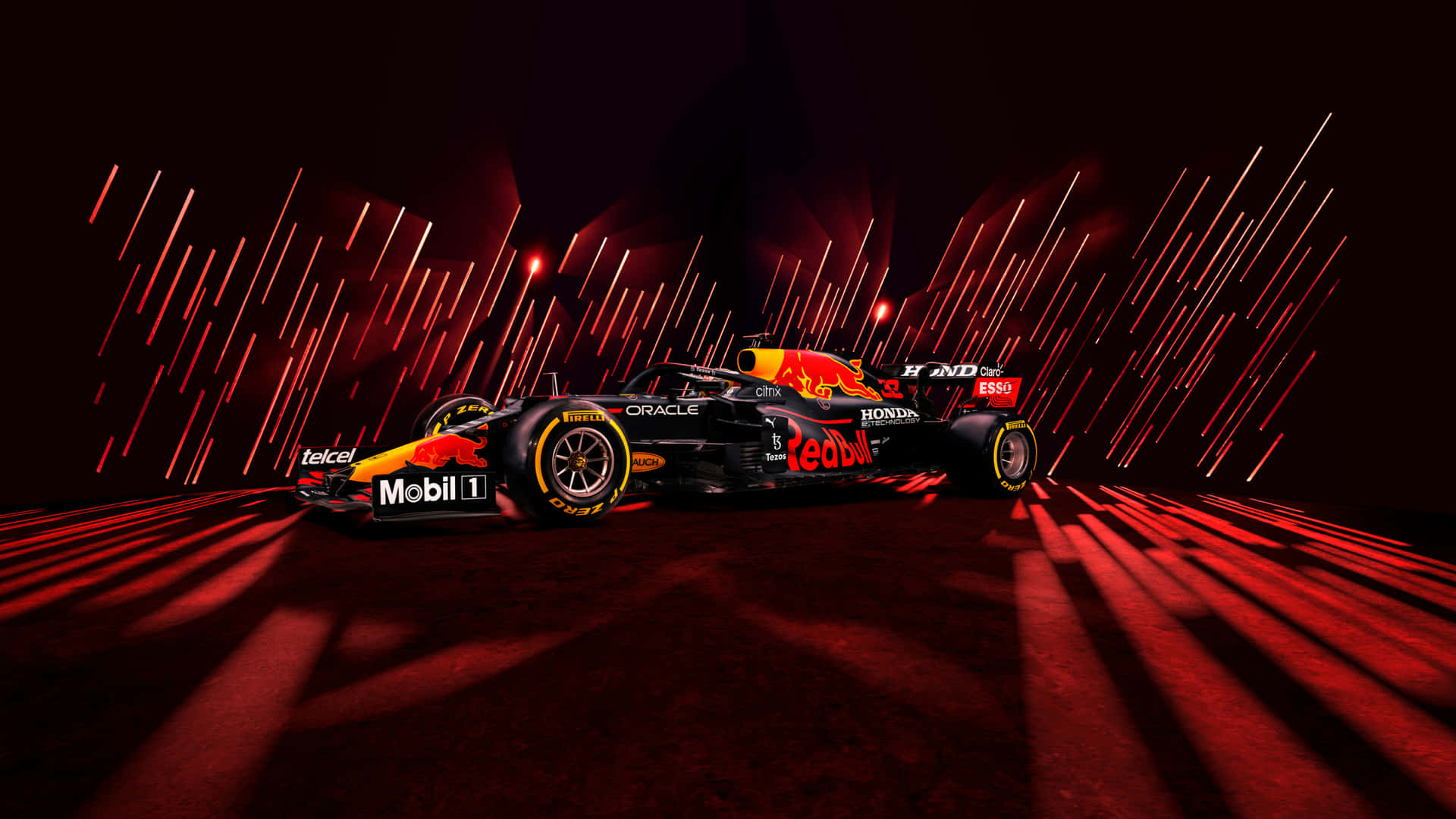 Red Bull Racing Car In A Dark Room