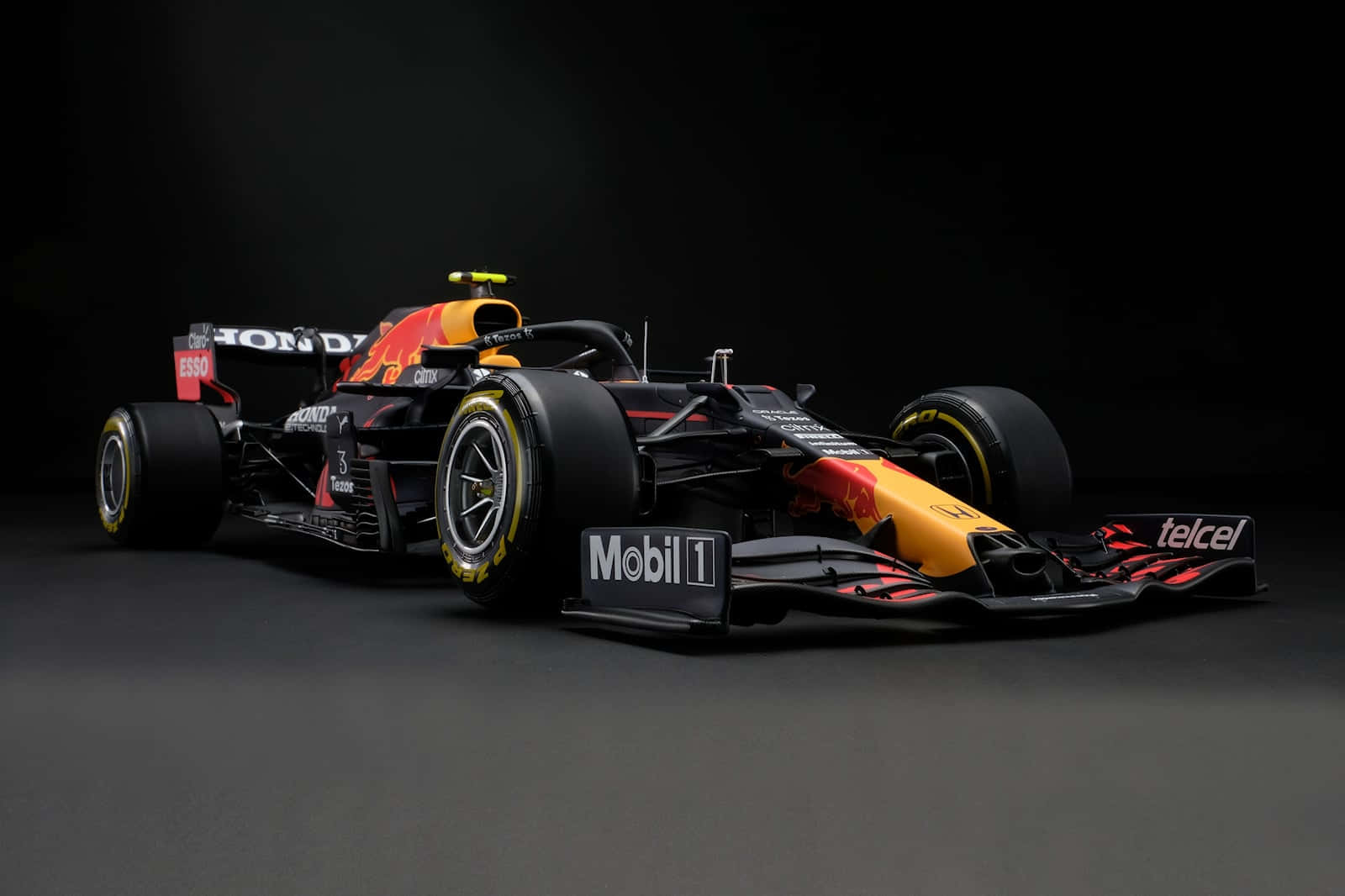 Red Bull Racing Car In Black And White Background