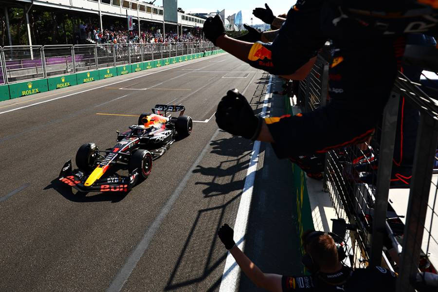 Red Bull Racing Crew Cheering Max