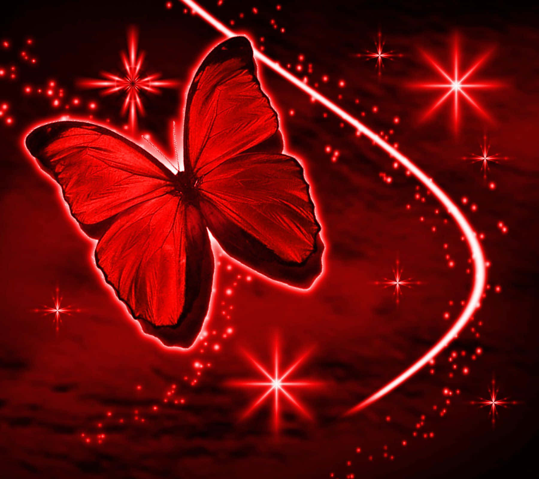 Red Butterfly Flying Around Background