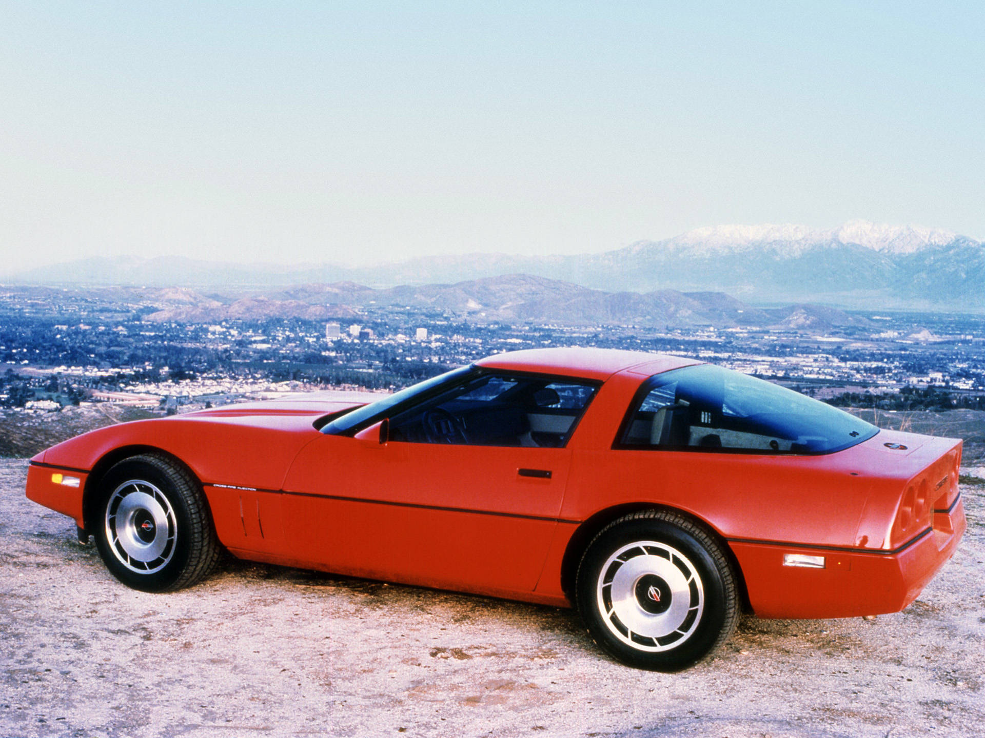 Red C4 Corvette Vintage Vibes Background