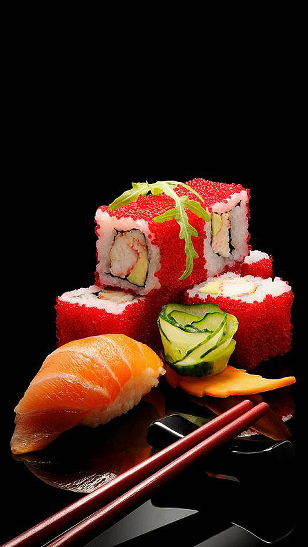 Red California Sushi Roll Background