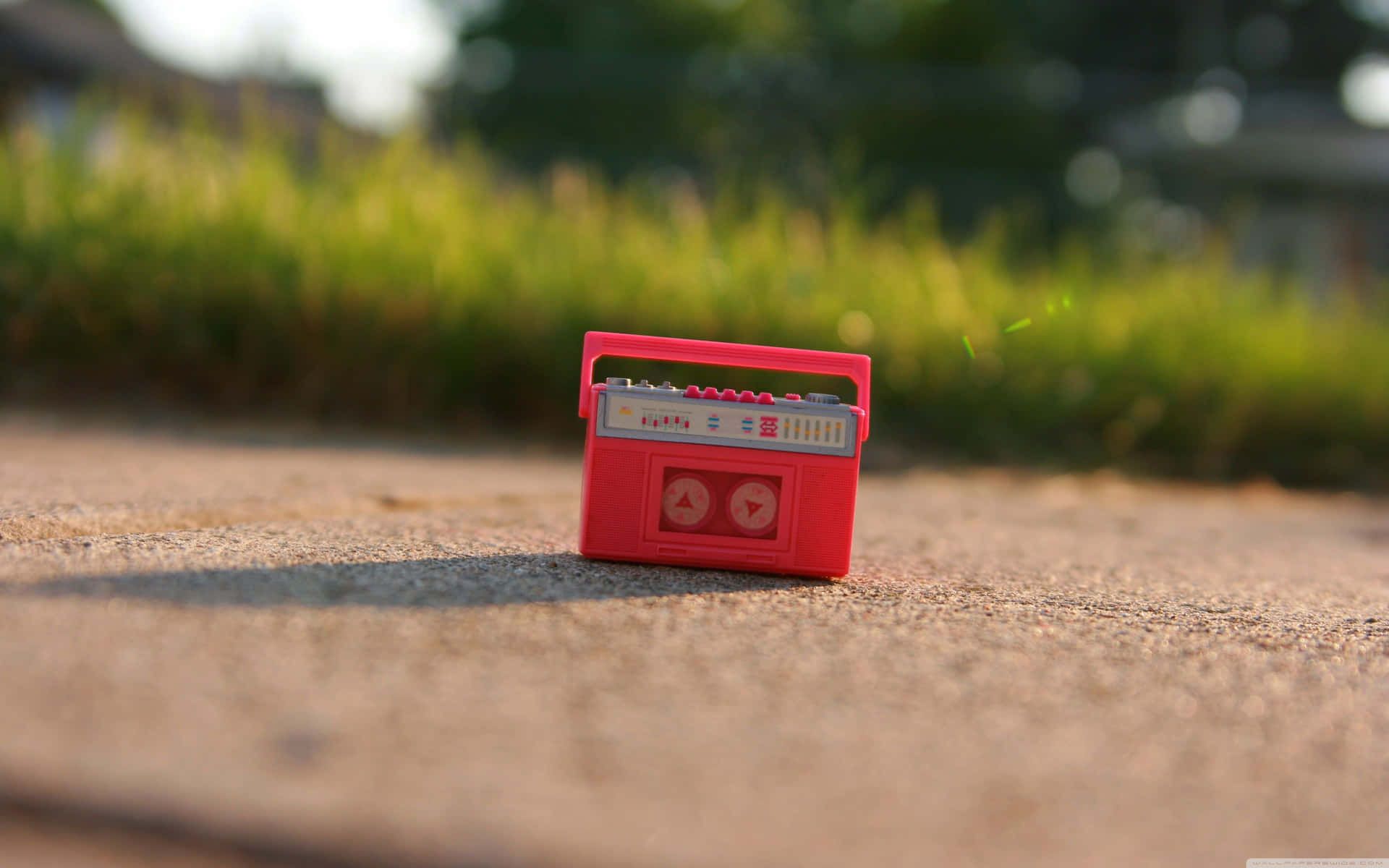 Red Cassette Tape As Boombox Background