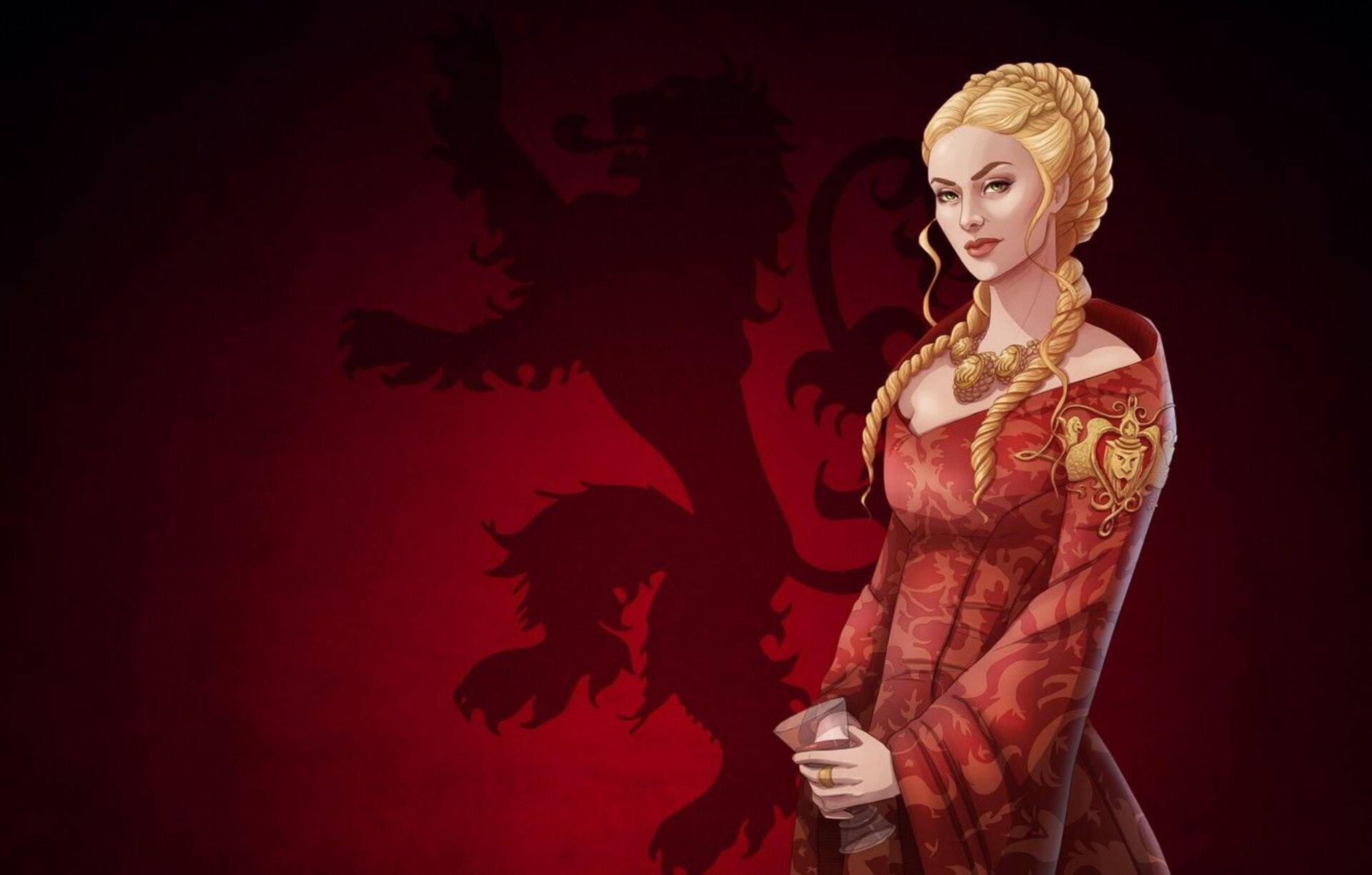 Red Cersei Lannister Digital Art Background