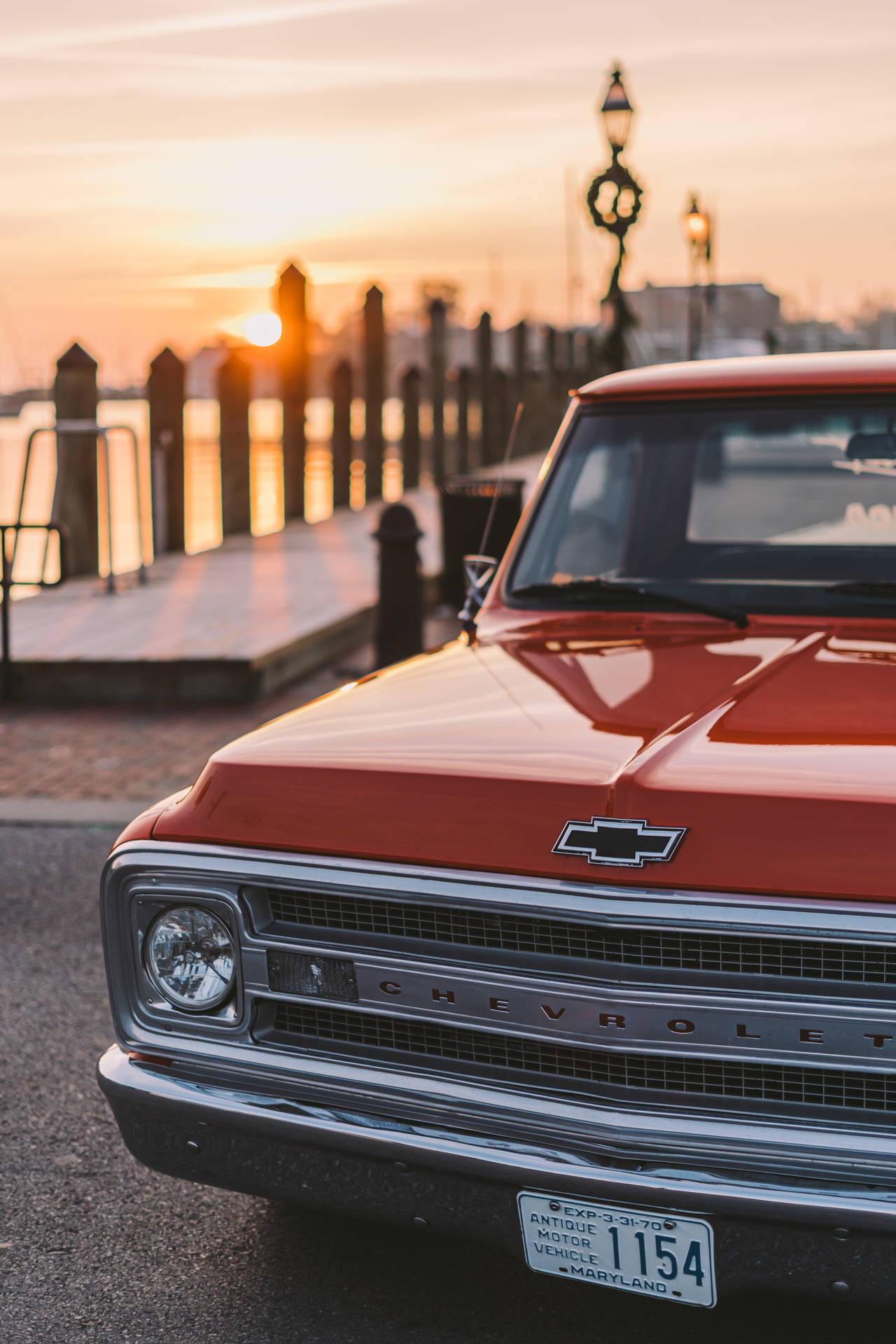 Red Chevrolet Vintage Truck Background