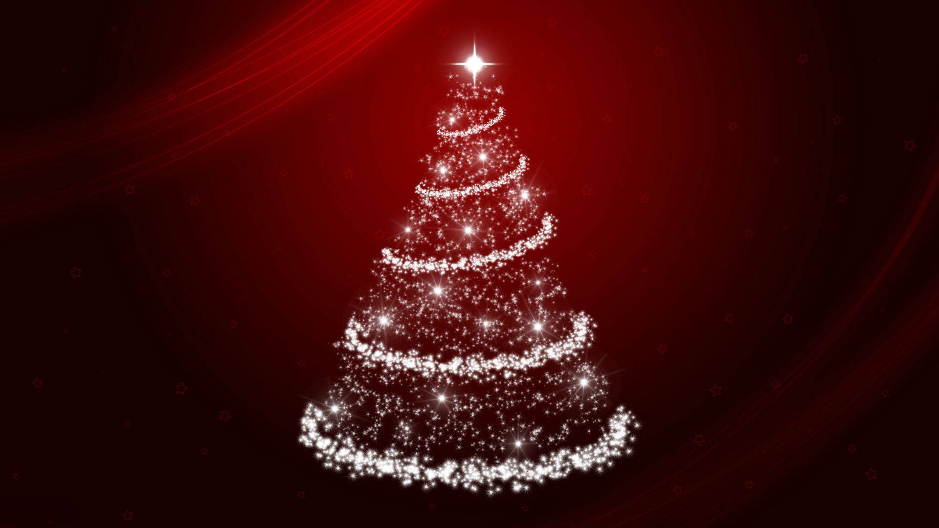 Red Christmas Background Glowing Tree Background