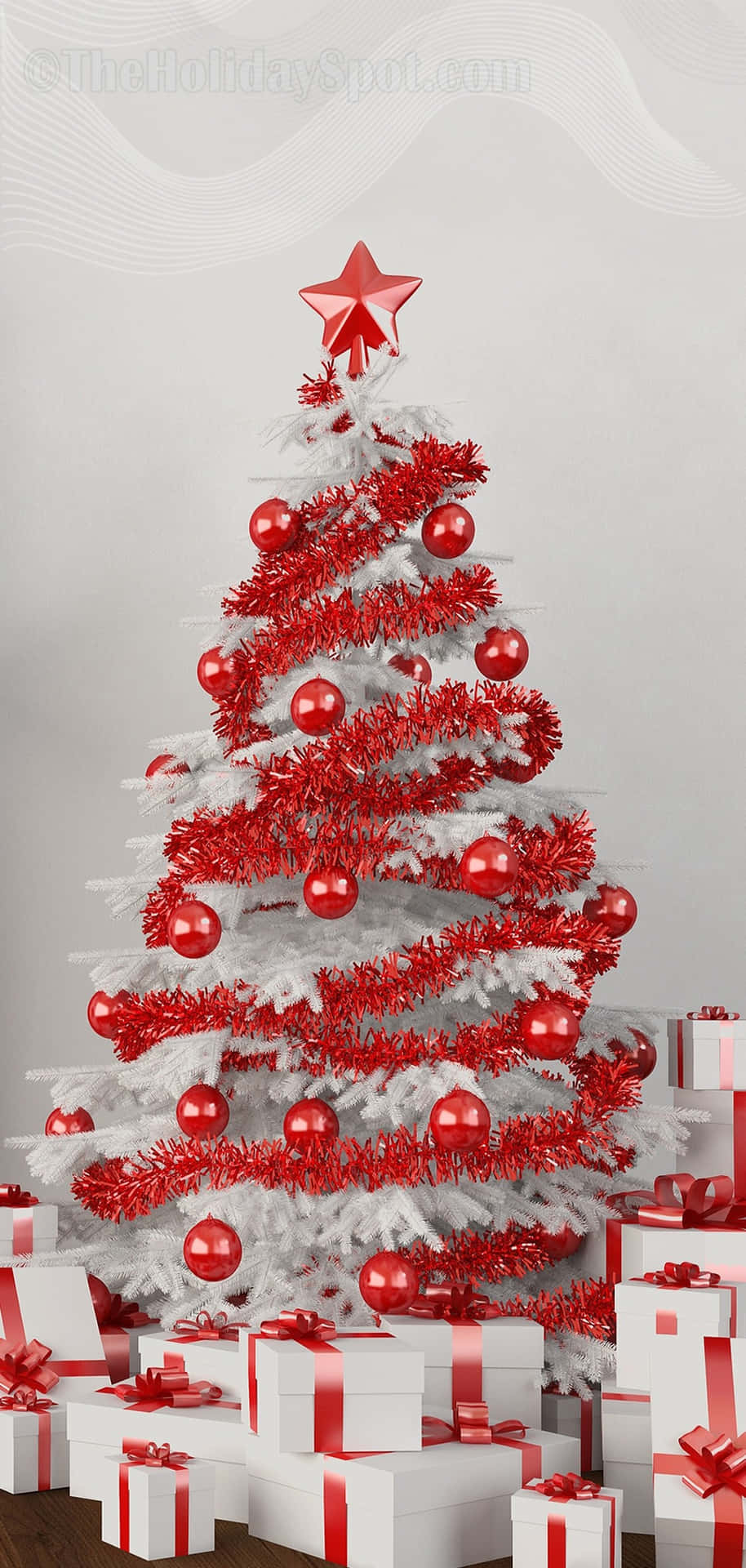 Red Christmas Decorations On Ios Background