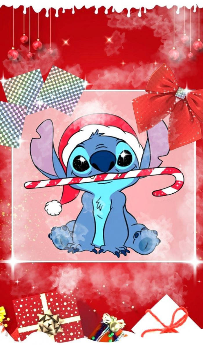 Red Christmas Stitch With Presents Background