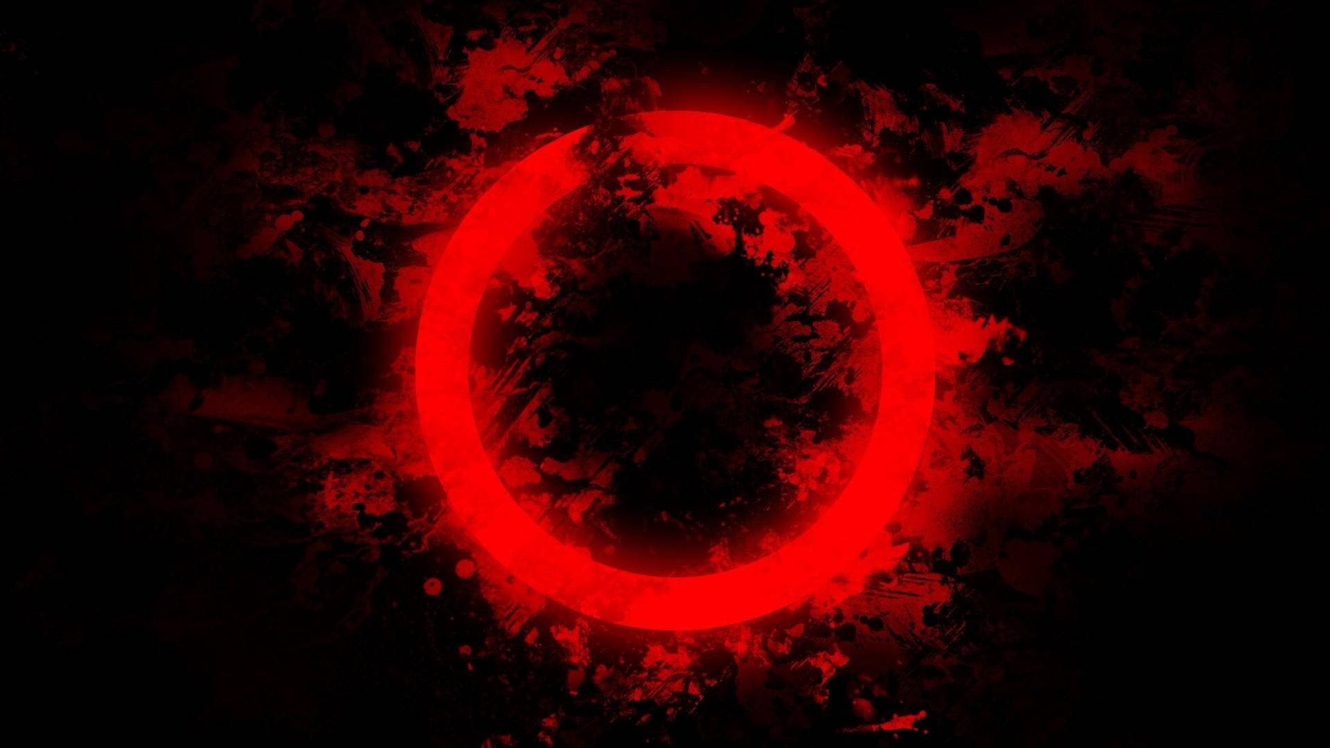 Red Circle With Red Clouds Background