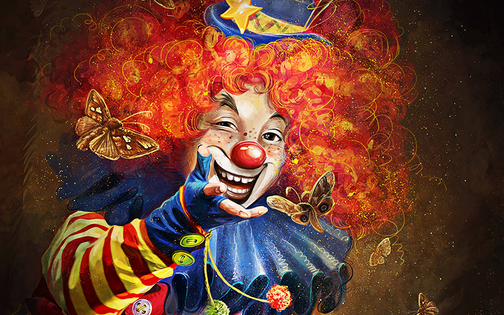 Red Clown Smile Background