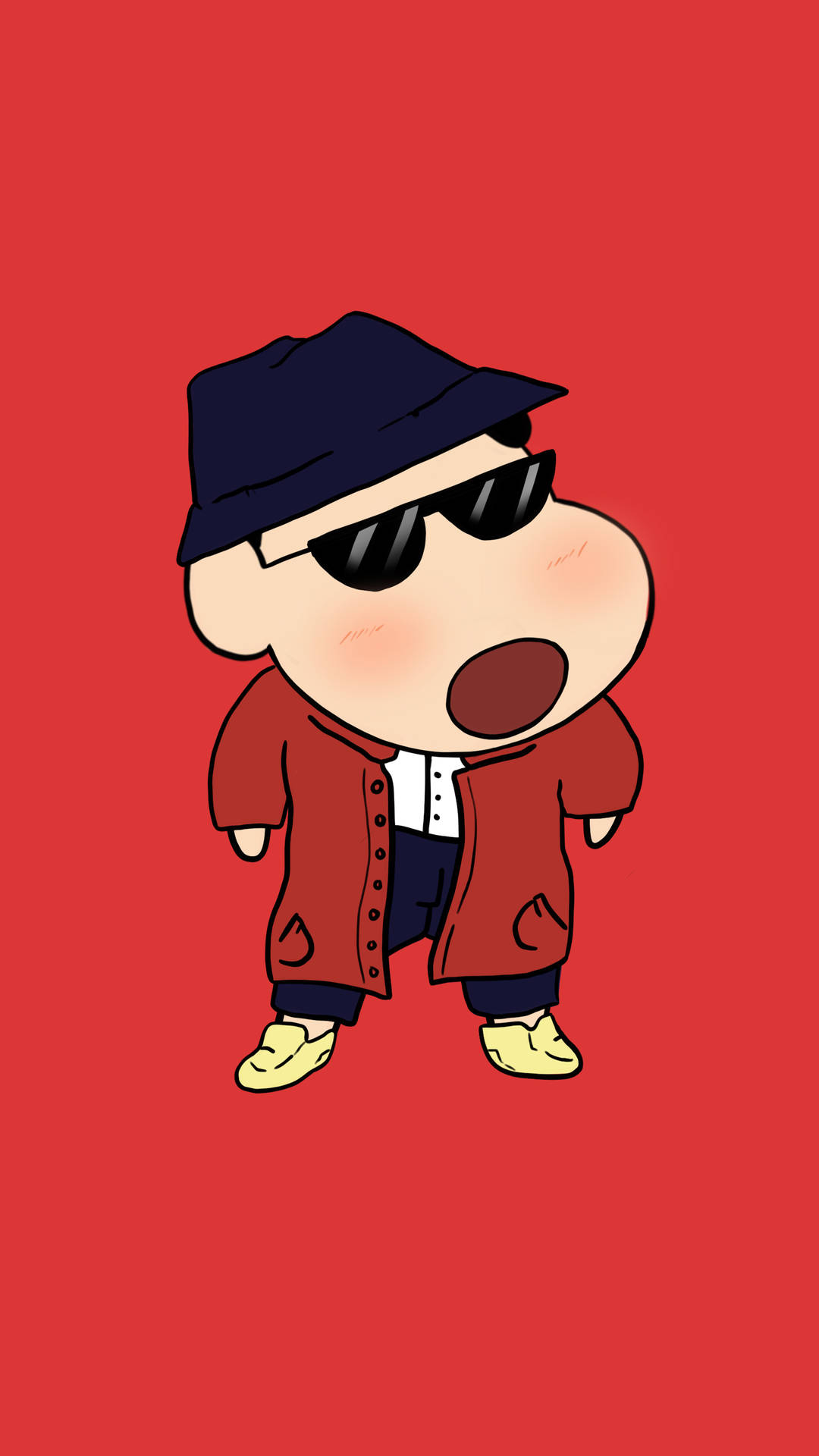 Red Coat Shin Chan Cartoon Background