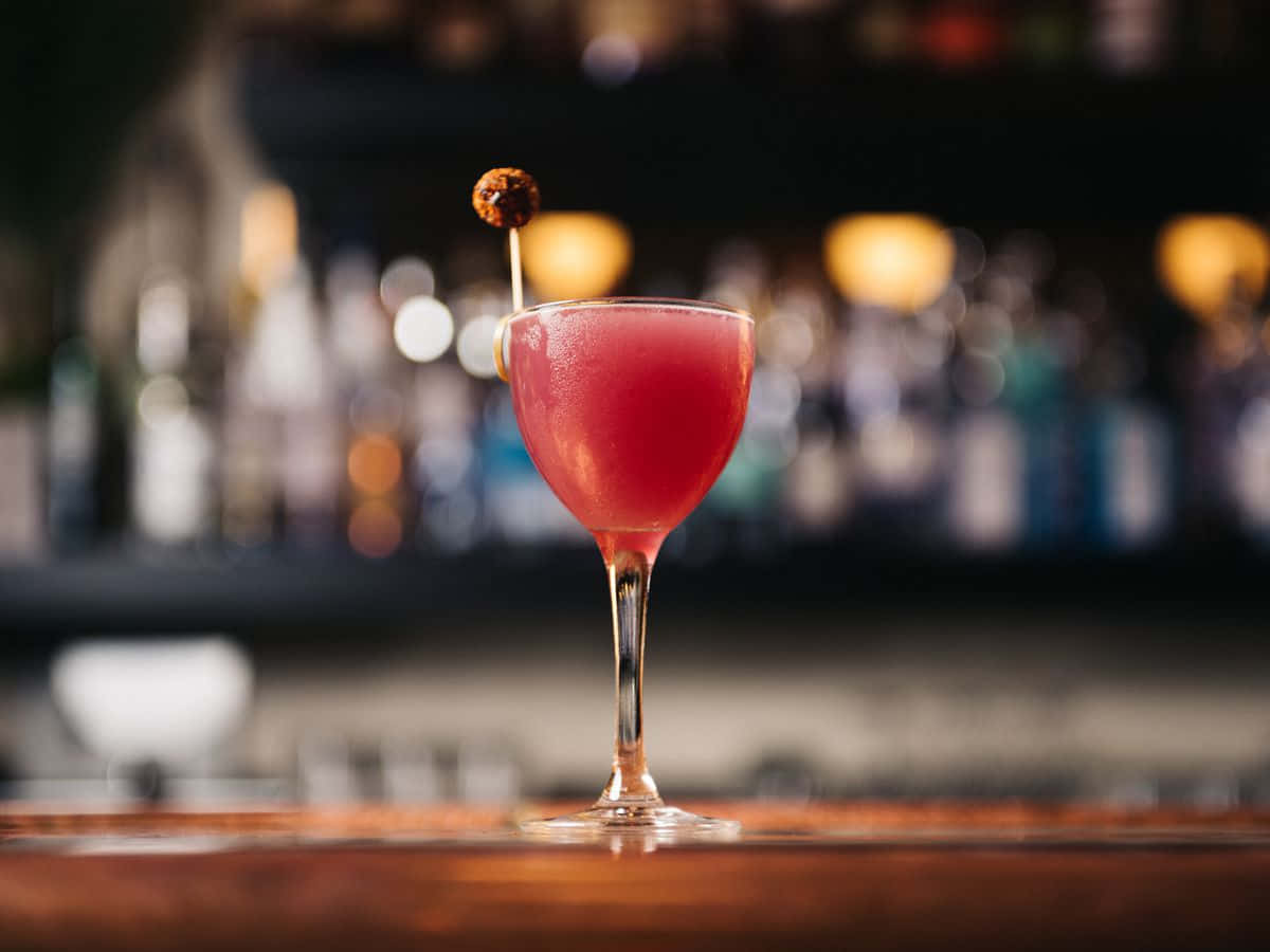 Red Cocktail Drinks On Bar Counter