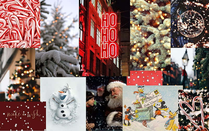 Red Collage Christmas Mac Aesthetic Background