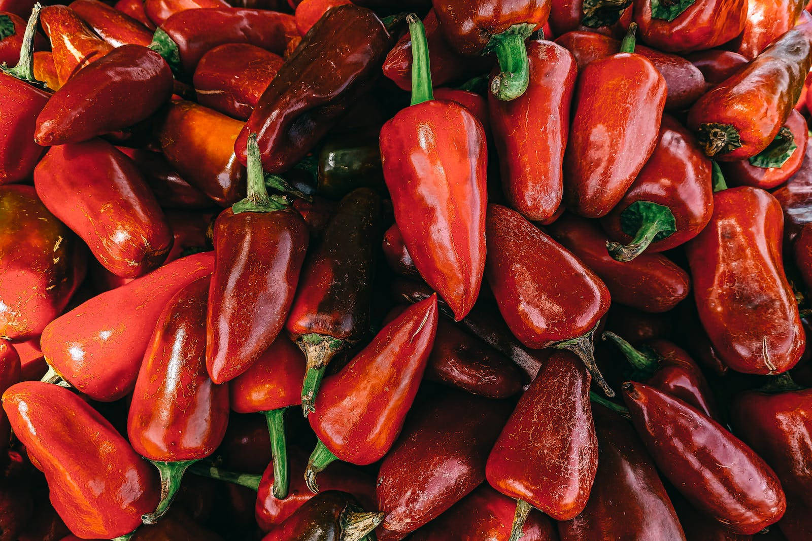Red Color Chili Peppers Background