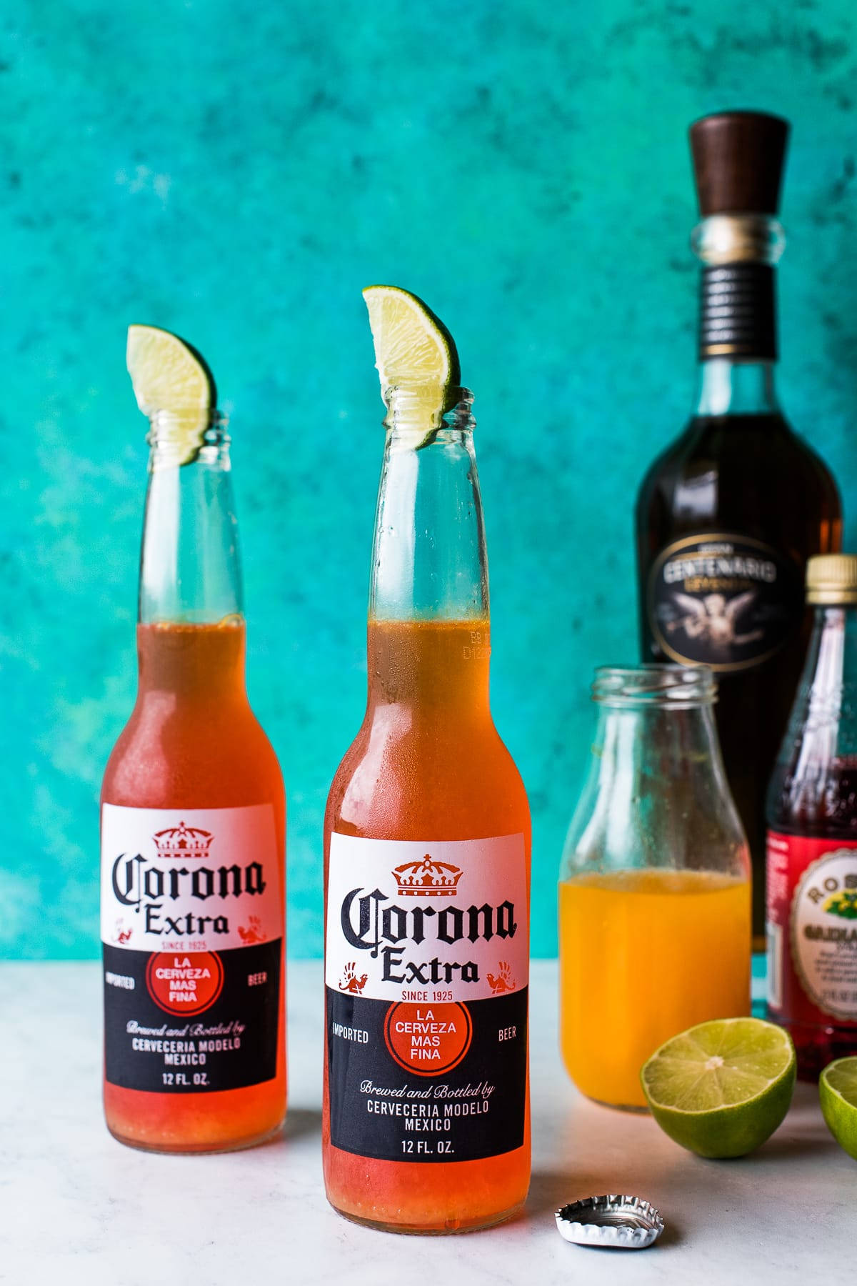 Red Corona Extra Cerveza Background