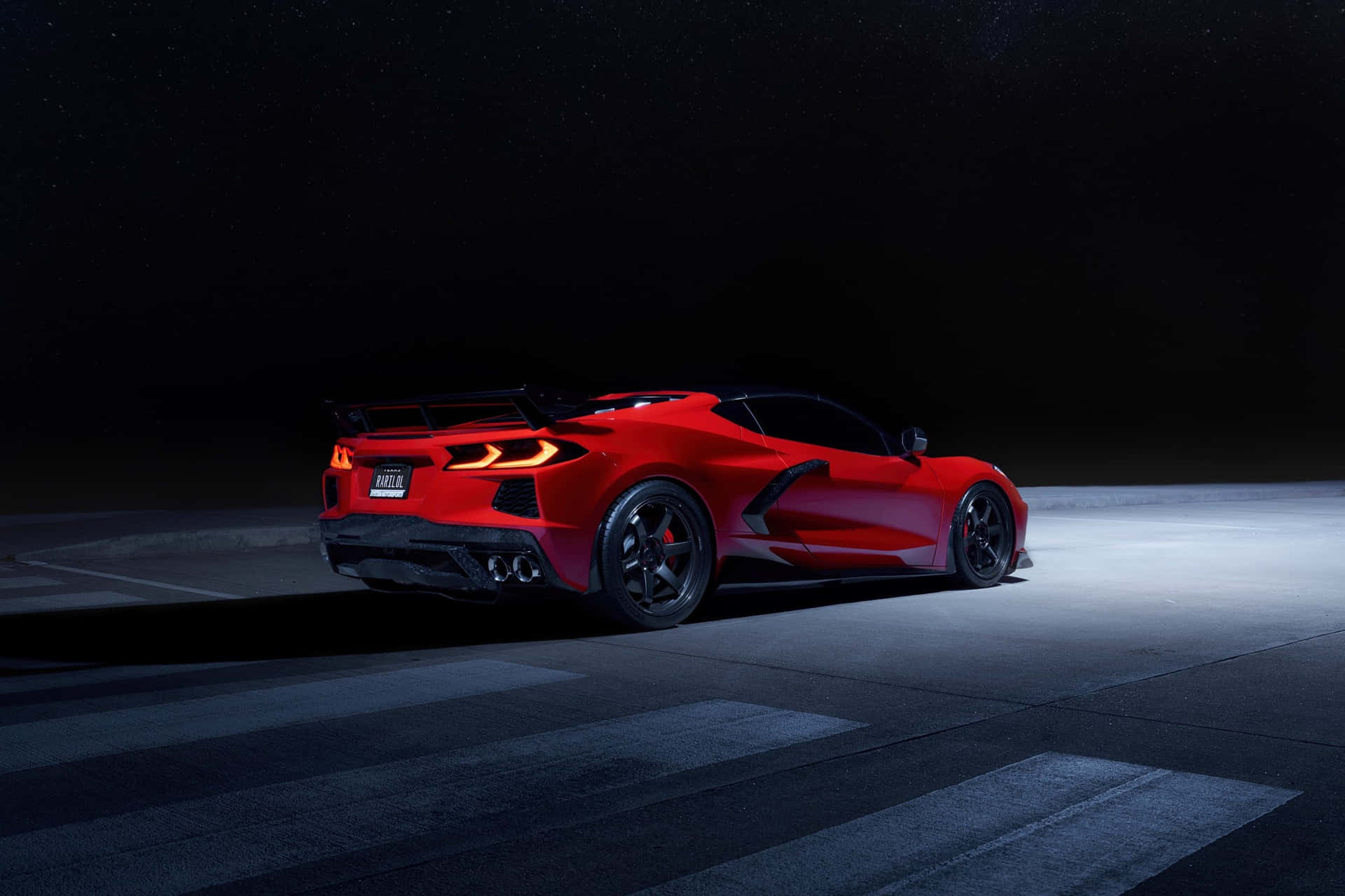 Red Corvette C8 Night Profile Background