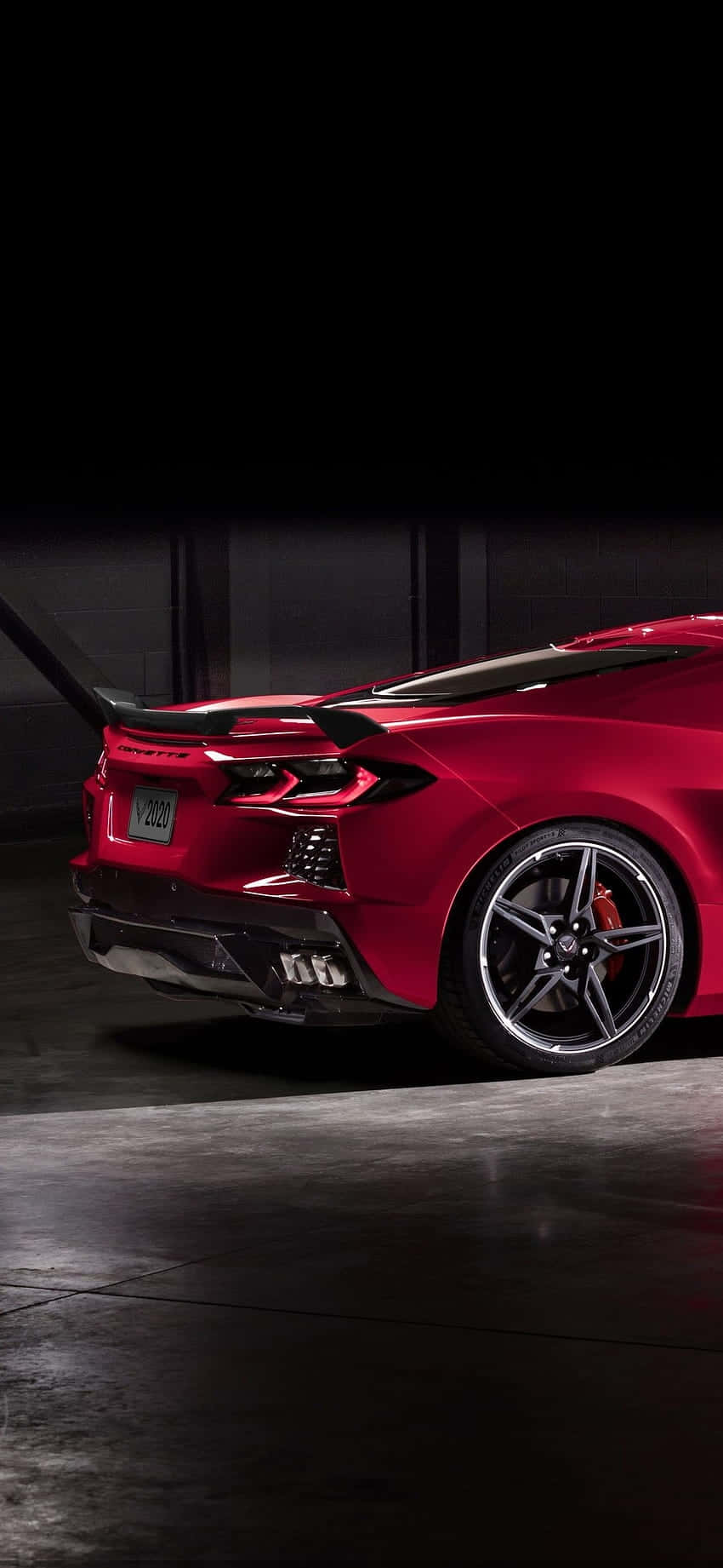 Red Corvette C8 Rear View Dynamic Shot.jpg Background