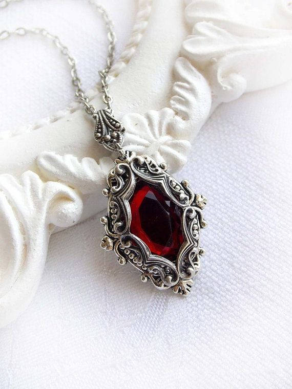 Red Crystal Medieval Necklace