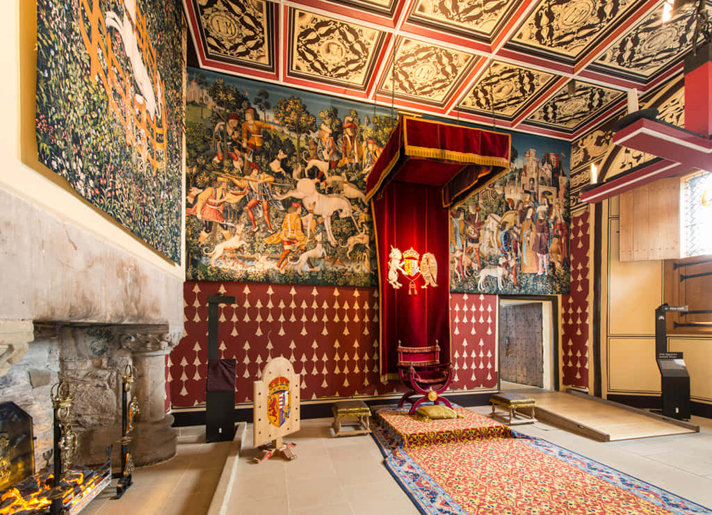 Red Curtain At Sterling Castle Background